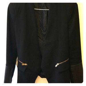 Blazer with leather look and zip detail
